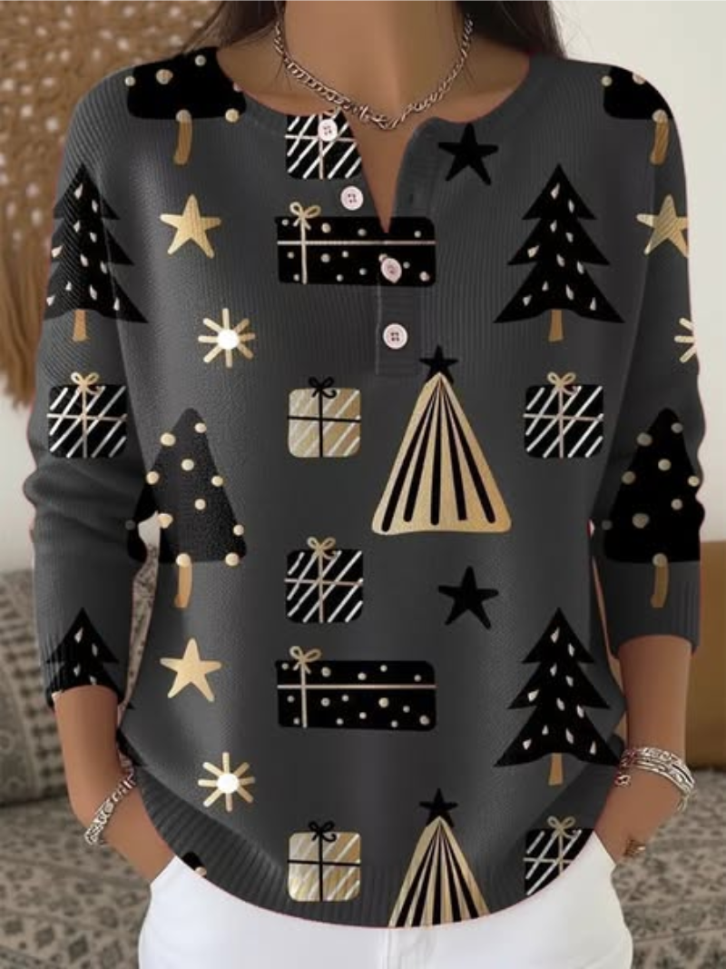 KIRA – Suéter Cálido con Motivo Navideño