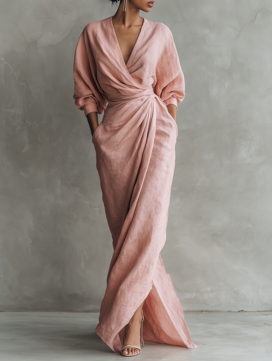GALA - Vestido Largo de Lino de Estilo Minimalista