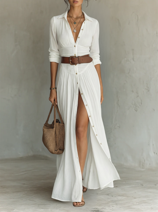 VALENTINA - Elegante Vestido Largo con Cuello Vuelto