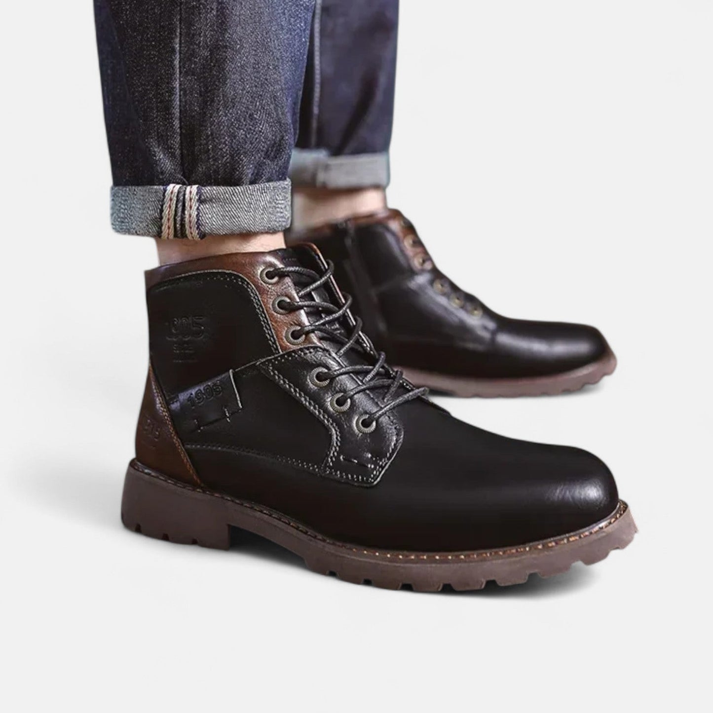 IZAN - Elegantes Botas de Hombre de Piel Sintética de Estilo Clásico